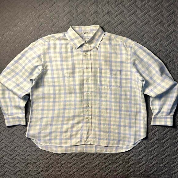 Loro Piana Luxury Linen Shirt Pastel Gingham Plaid Heritage Bespoke Men's XL - Picture 10 of 10